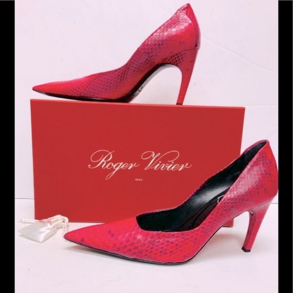 Roger Vivier hot pink python heels 7.5
